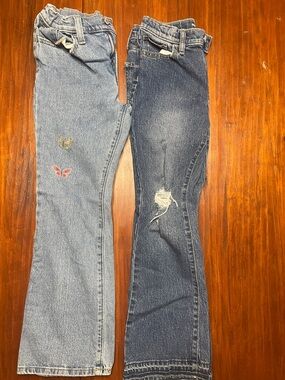 Old Navy Girls Bootcut Jeans Pair - Light Blue & Dark Blue